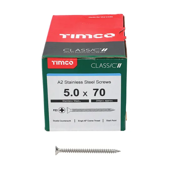 TIMco Classic Stainless Steel Screws 5.0 x 70mm Box of 200