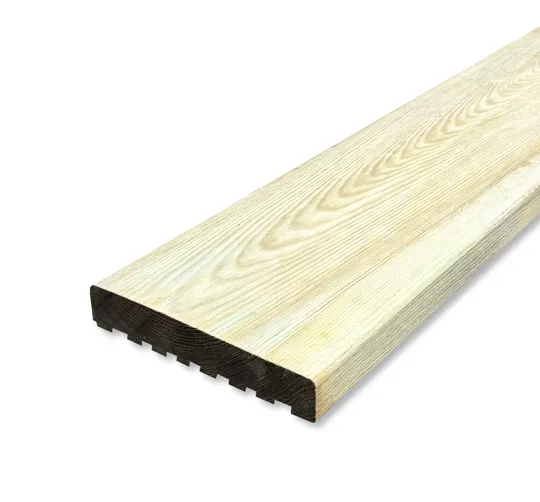Softwood Treated Decking Grooved & Smooth Andover Profile, 32 x 150mm (Fin. 27 x 144mm) x 3.6m