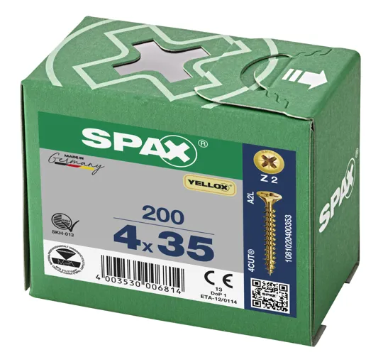Spax Yellox Screw Full Thread 4.0 x 35mm Box of 200