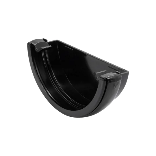 Floplast RE1B 112mm Black Half Round Gutter External Stop End