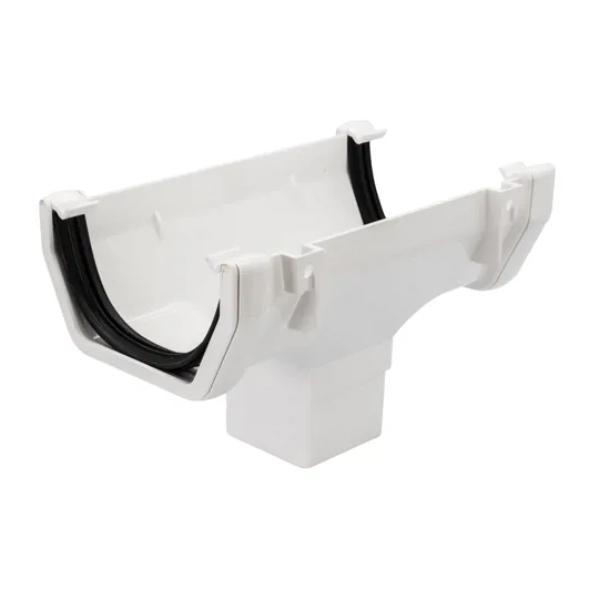 Floplast ROS1W 114mm White Square Running Gutter Outlet