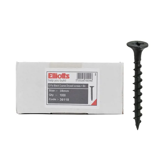 E-Fix Coarse Drywall Black Screw 38mm Box of 1000