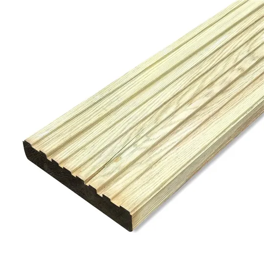 Softwood Treated Decking Grooved & Smooth Andover Profile, 32 x 150mm (Fin. 27 x 144mm) x 4.8m