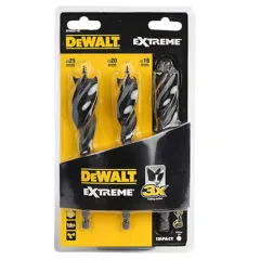 DeWalt Extreme DT90237-QZ 3 Piece Tri Flute Self Feed Impact Set, 3 Piece