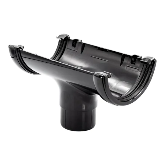 Floplast RO1B 112mm Black Half Round Running Outlet