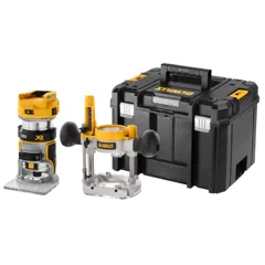 DeWalt DCW604NT-XJ 18V XR Li-Ion 1/4 / 8mm Brushless Router, Fixed & Plunge Bases – Body Only