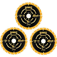 Dewalt DT10399-QZ Extreme Wood Blades Triple Pack, 190mm x 30mm x 24T