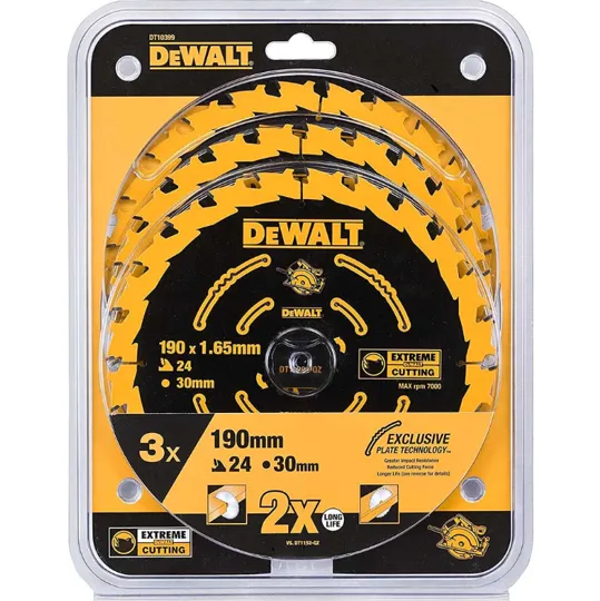 Dewalt DT10399 190 x 30 Xx24T Triple Pack Blades