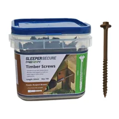 Perry SleeperSecure No.4729 Brown Hex Head Sleeper Screws, 63mm - Tub of 150