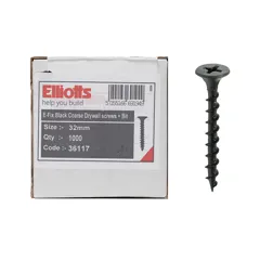 E-Fix Coarse Drywall Black Screw, 32mm, Box of 1000