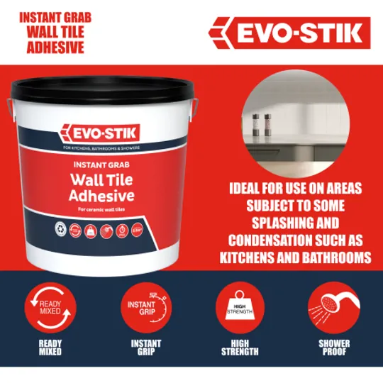 Evode Showerproof Non-Slip Wall Tile Adhesive 10ltr