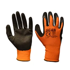 Scan Orange Foam Latex Coated Glove, Large / Size 9