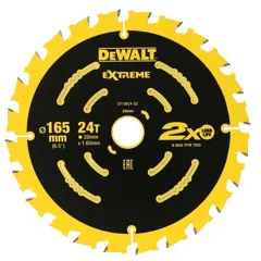 DeWalt DT10624-QZ Extreme Wood Saw Blade, 165mm x 20mm x 24T
