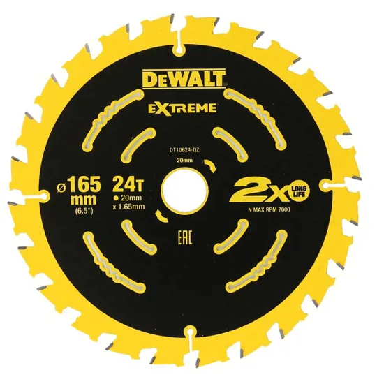 DeWalt DT10624 Xtreme Cordless Saw Blade 165 x 20mm x 24T