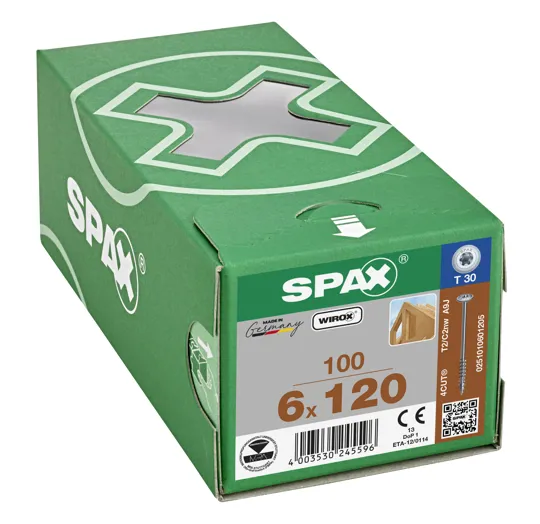 Spax Wirox Head Zinc Nickel 6.0 x 120mm Box of 100