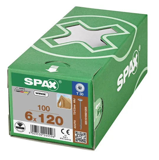 Spax Wirox Head Zinc Nickel 6.0 x 120mm Box of 100