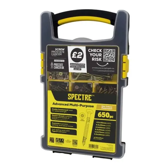 Spectre Advanced M/P Wood Screws 650pc Organiser