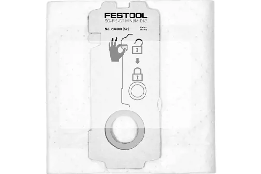 Festool 204308 Self Clean Midi/Mini Bags 5pk