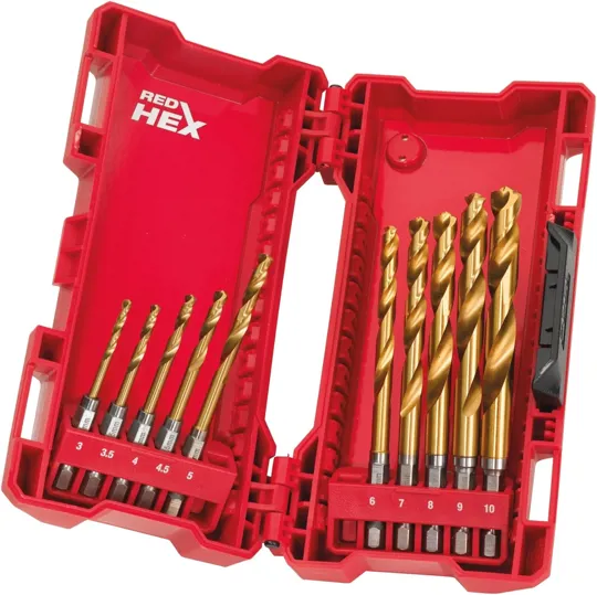 Milwaukee 48894759 Red Hex HSS Drill Bit Set 10 Piece