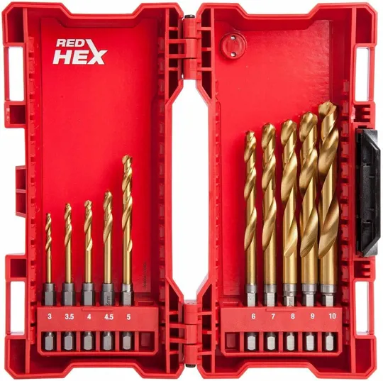 Milwaukee 48894759 Red Hex HSS Drill Bit Set 10 Piece
