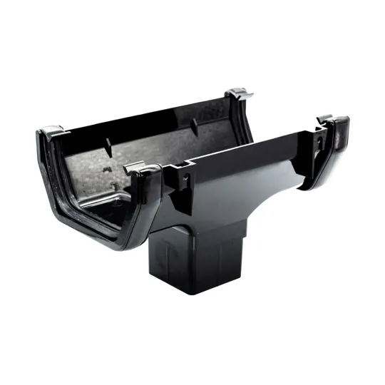 Floplast ROS1B 114mm Black Square Running Gutter Outlet