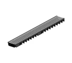 Aco Easyline H50 Black Channel A15 with Galvanised Steel Grating, 1m