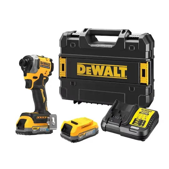 DeWalt DCF850E2T-GB PowerStack 18v XR Brushless Ultra Compact Impact Driver Kit 2 x Compact Batts