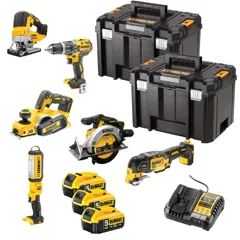 Dewalt DCK667P3T-GB 18V XR Li-Ion Brushless 6 Piece Kit, 3 x 5.0Ah Batteries & 2 Cases