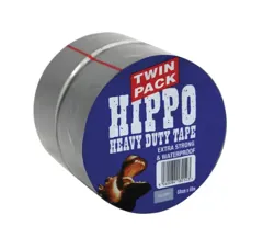 Hippo H18200 Heavy Duty Silver Tape Twin Pack, 50mm / 2 x 50m