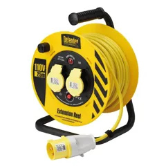 Defender E86450 2-Way Industrial 25m Cable Reel - 110v, 16A