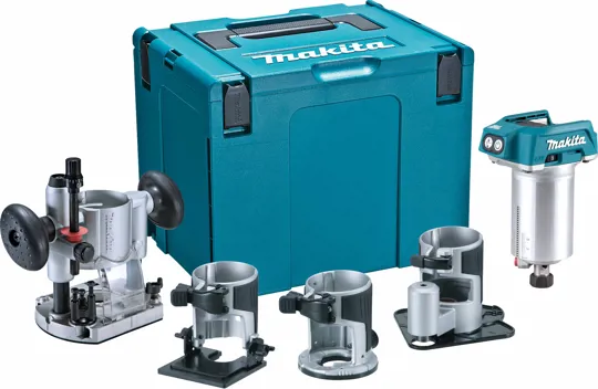 Makita DRT50ZJX3 18v brushless router/trimmer body only with bases and guide in makcase