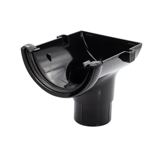 Floplast RO2B 112mm Black Half Round Gutter Stop End Outlet