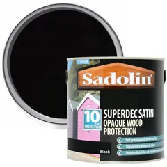 Sadolin Superdec 10 Year Black Satin Exterior Woodstain, 1L
