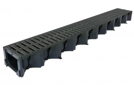 Aco Hexdrain Black Plastic Channel & Grating 1Mtr