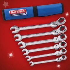 Faithfull 6 Piece Ratchet Combination Spanner Set, 8-19mm