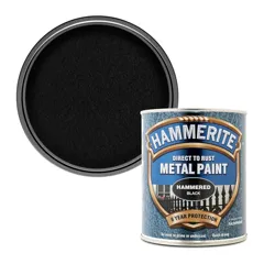 Hammerite Direct to Rust Hammered Finish Paint, Black - 750ml