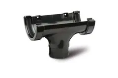 Polypipe RR105B Half Round Gutter Running Outlet Black, 112mm