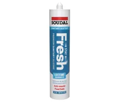 Soudal Low Mod Acetoxy Sanitary Sealant Ice White 290ml