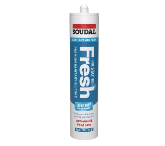 Soudal Low Mod Acetoxy Sanitary Sealant Ice White 290ml