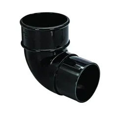FloPlast RB1B 68mm Black Round Downpipe 90° Bend