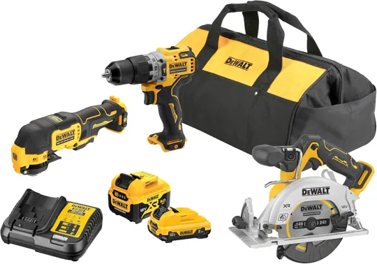 DeWalt DCK318PD 12v XR Brushless Kit Combi/Multi Tool/Circular Saw 2 x Batts/Charger/Bag