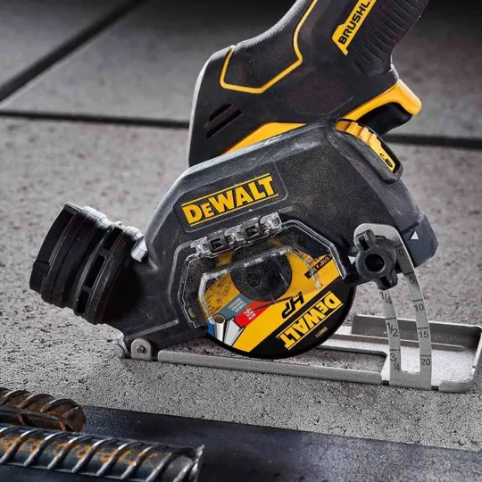 DeWalt DCS438E2T-GB PowerStack 18v XR Brushless Cut Off Tool Kit 2 x Compact Batts