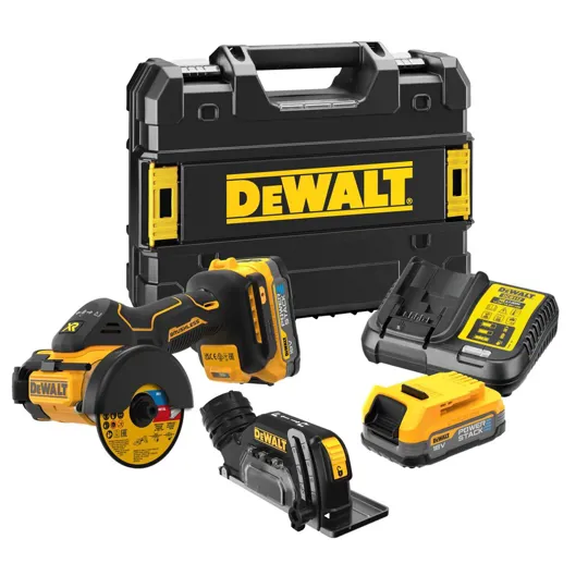 DeWalt DCS438E2T-GB PowerStack 18v XR Brushless Cut Off Tool Kit 2 x Compact Batts