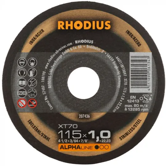 Hyde Rhodius RDSXT70-115-1 Tiger Power Metal Cutting Disc XT70 115mm Diax1.0mm 10Pk