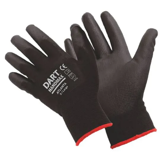 Handmax Black PU Glove Size L (9) ATLANTA-L