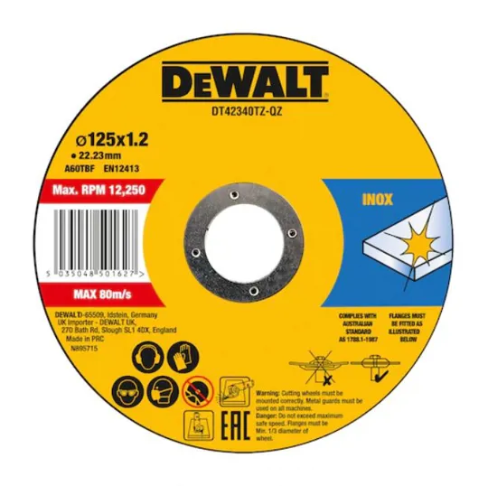 DeWalt DT42340-TZ 125mm Thin Metal/Inox Discs Tin 10
