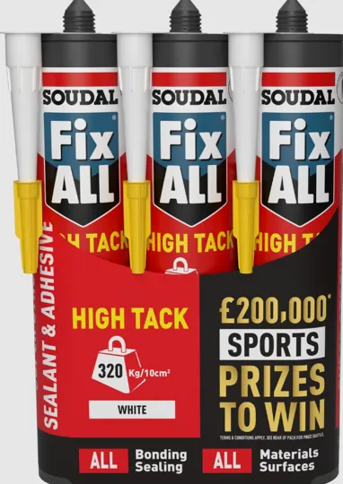 Soudal 131020 Fix All High Tack Adhesive /Sealant 290ml White Triple Pack