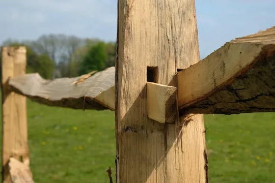 Chestnut Twin morticed for 2 rail cleft post - 5�-7� Dia � 2.0 long � FSC Mix 70%