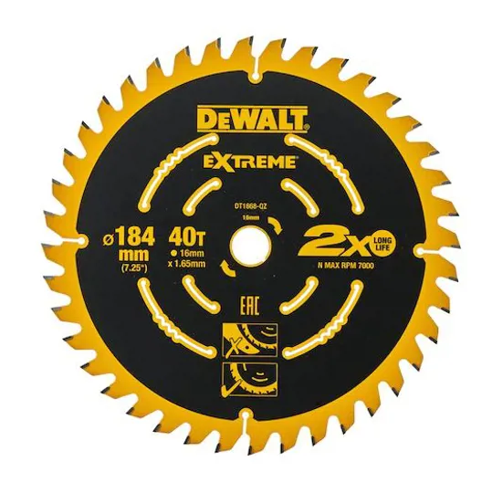 DeWalt DT1668-QZ Circular Saw Blade 184 x 16mm x 40t