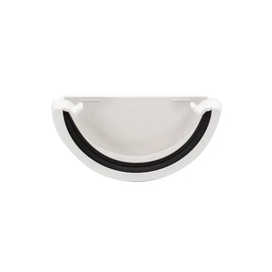 Floplast RE1W 112mm White Half Round Gutter External Stop End